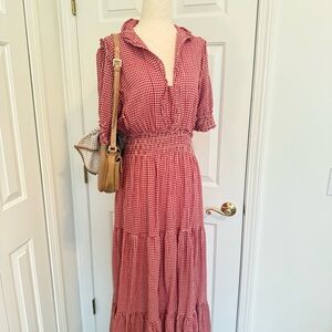 Max Studio Red Gingham Maxi Dress